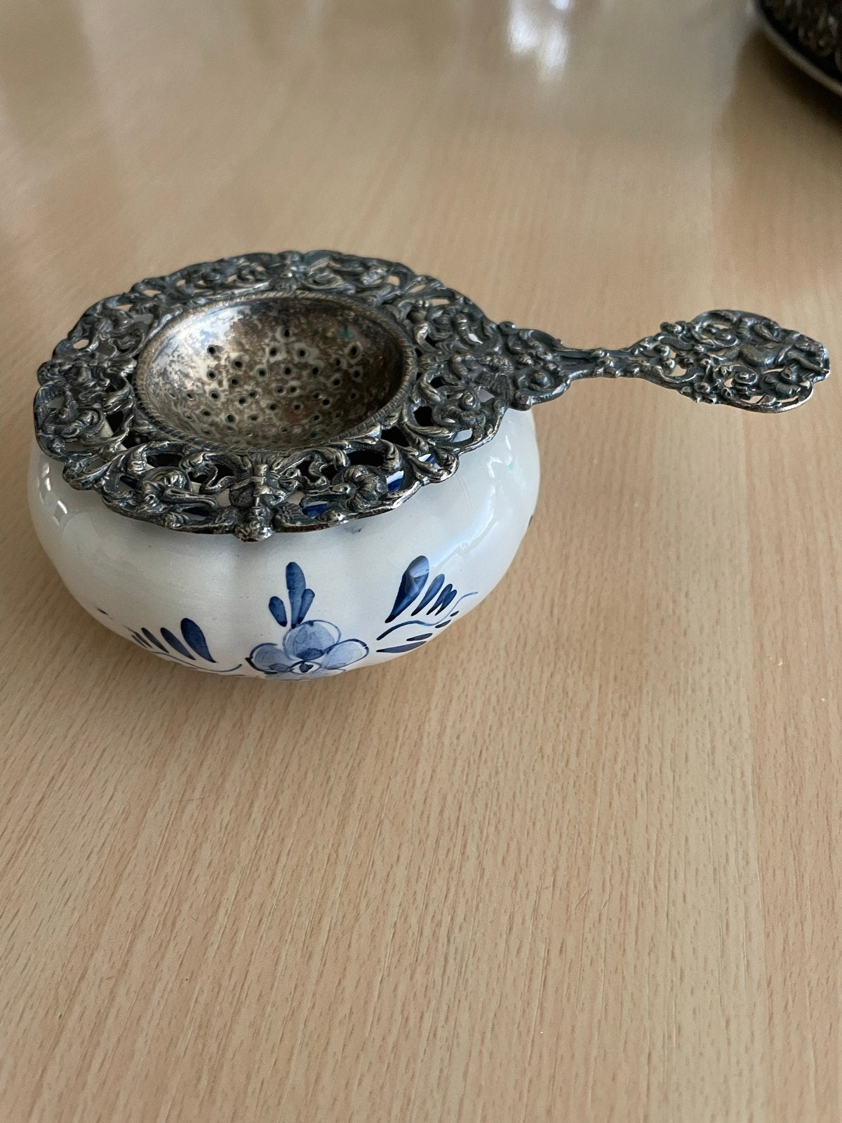 Delfts Blauw theezeefje met houder, Ophalen of Verzenden