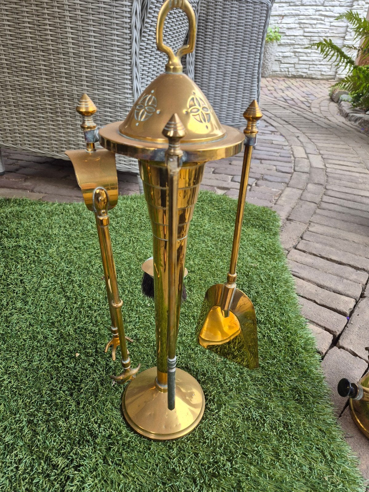 Messing haardstel met 4-delige accessoireset, Huis en Inrichting, Haarden, Ophalen of Verzenden, Gebruikt, Vrijstaande haard, Overige soorten