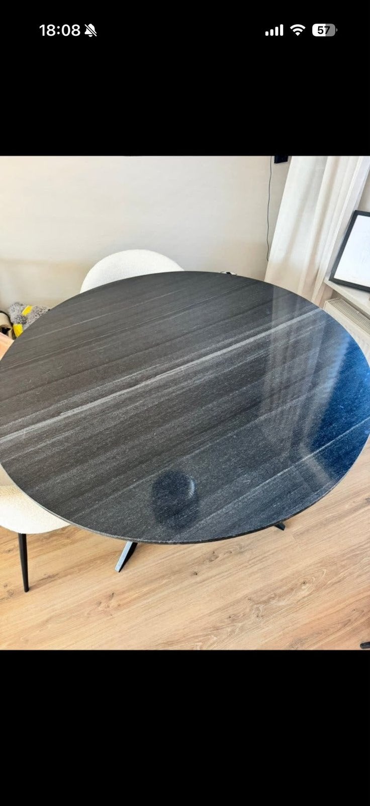 Ronde Eettafel Natuursteen, Huis en Inrichting, Tafels | Eettafels, Ophalen, 100 tot 150 cm, Rond, Zo goed als nieuw