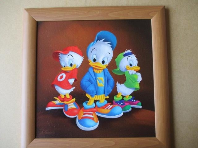 adv10164 kwik , kwek en kwak schilderij, Ophalen, Overige figuren, Gebruikt, Overige typen