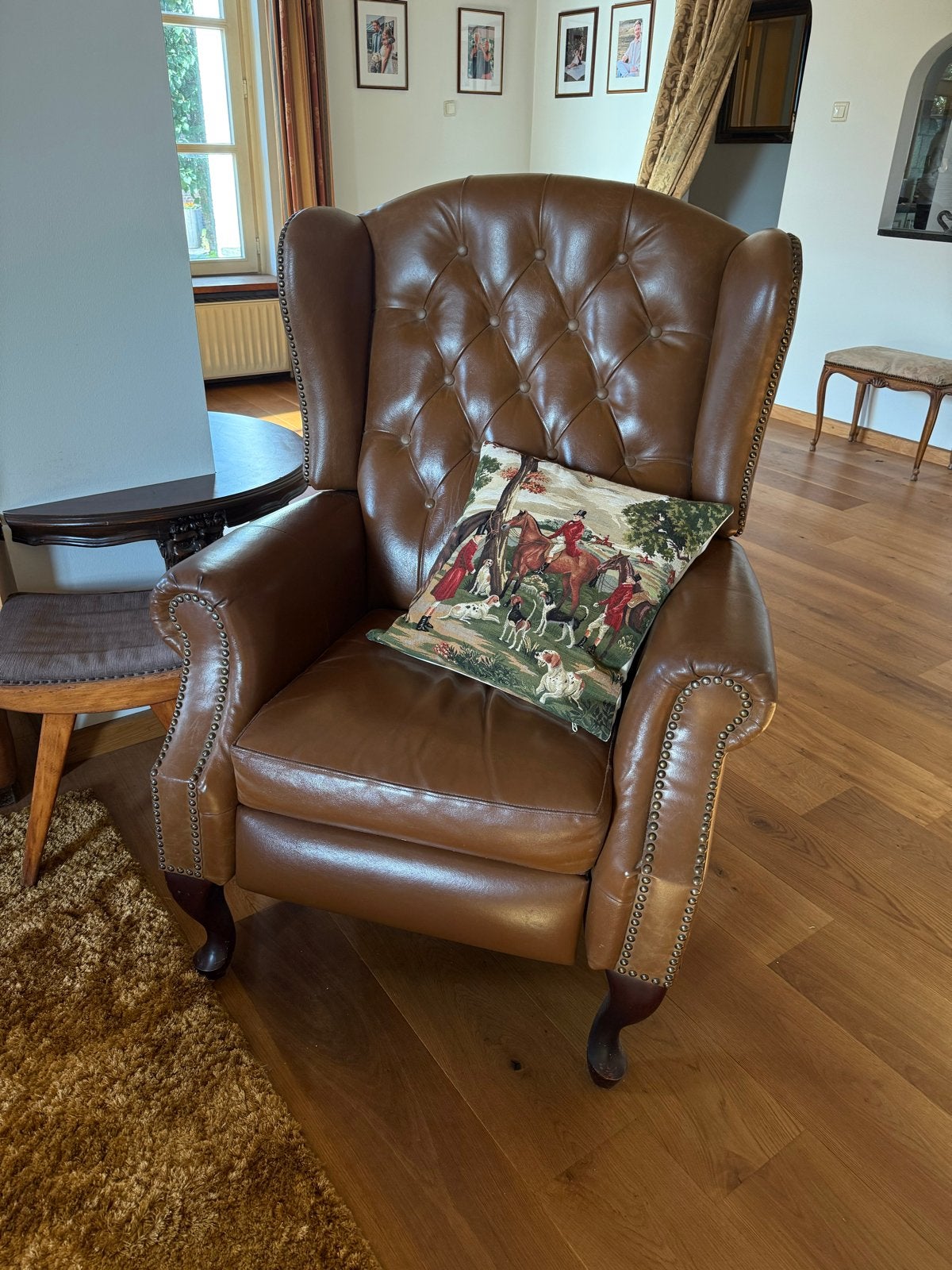 Chesterfield Relaxfauteuil Cognac Leer - Uitstekende Staat, Ophalen of Verzenden, Zo goed als nieuw, Leer