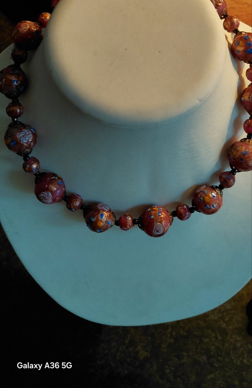WEDDINGCAKE KETTING,VENETIAANS GLAS,ANTIEK, Sieraden, Tassen en Uiterlijk, Antieke sieraden, Verzenden, Overige materialen, Ketting