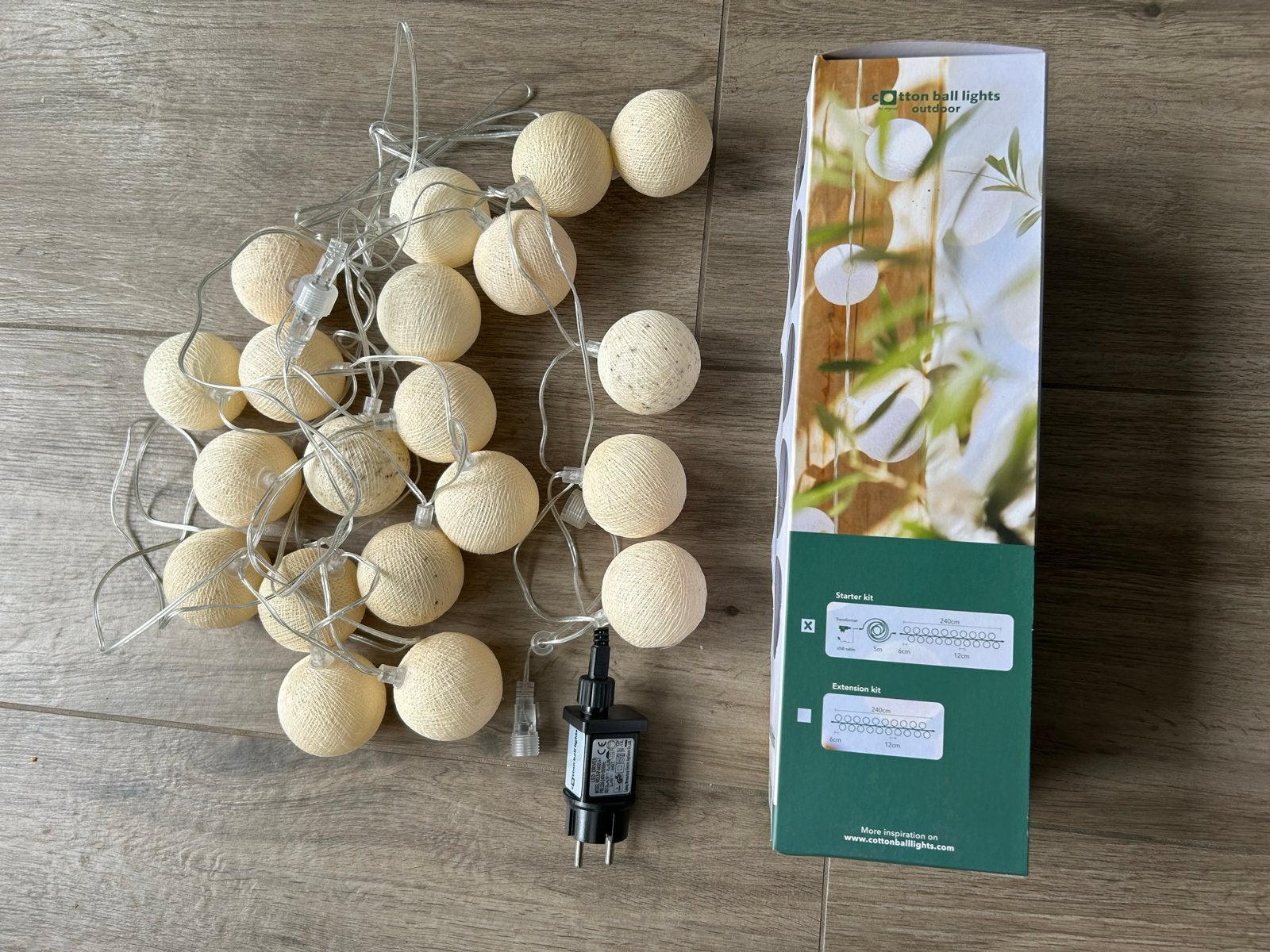 Nieuwe Cotton Ball Lights Lichtslinger Gebroken Wit 2.40M, Nieuw, Ophalen of Verzenden, Modern, Wit