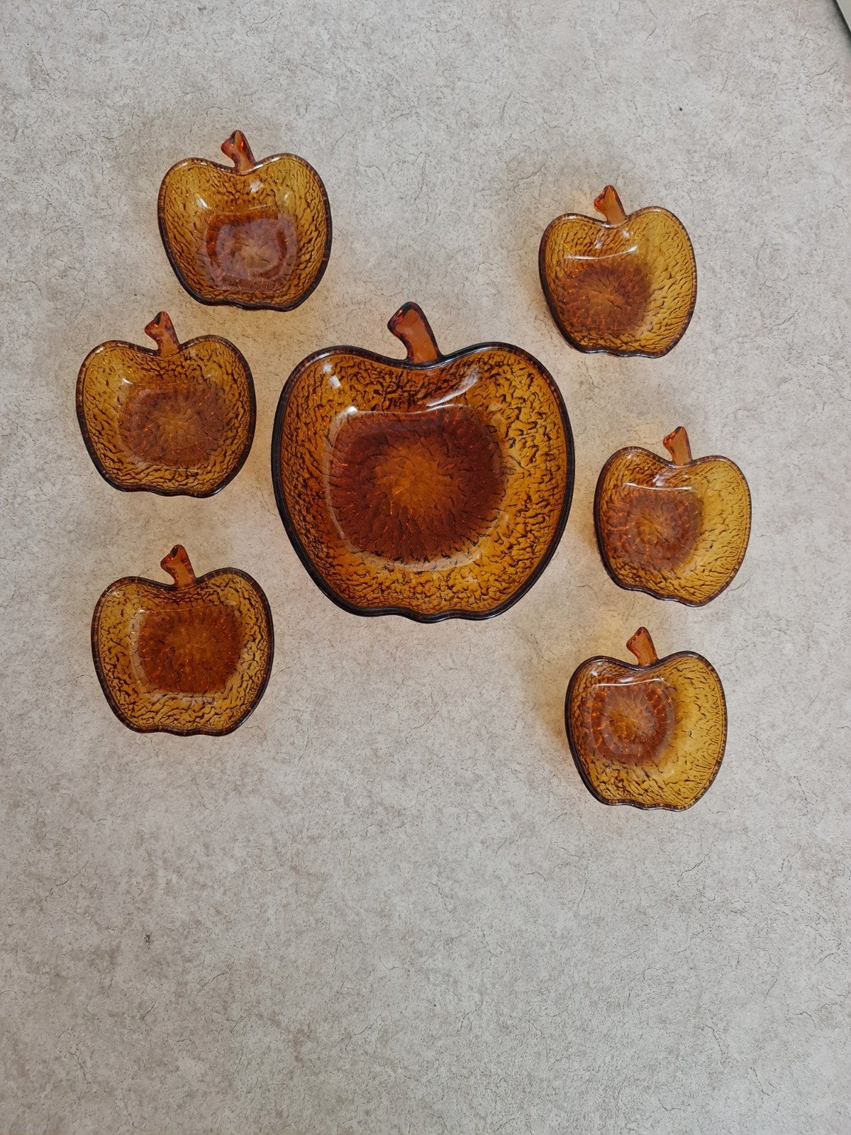 Vintage amberkleurige appel schalen set, Antiek en Kunst, Ophalen of Verzenden