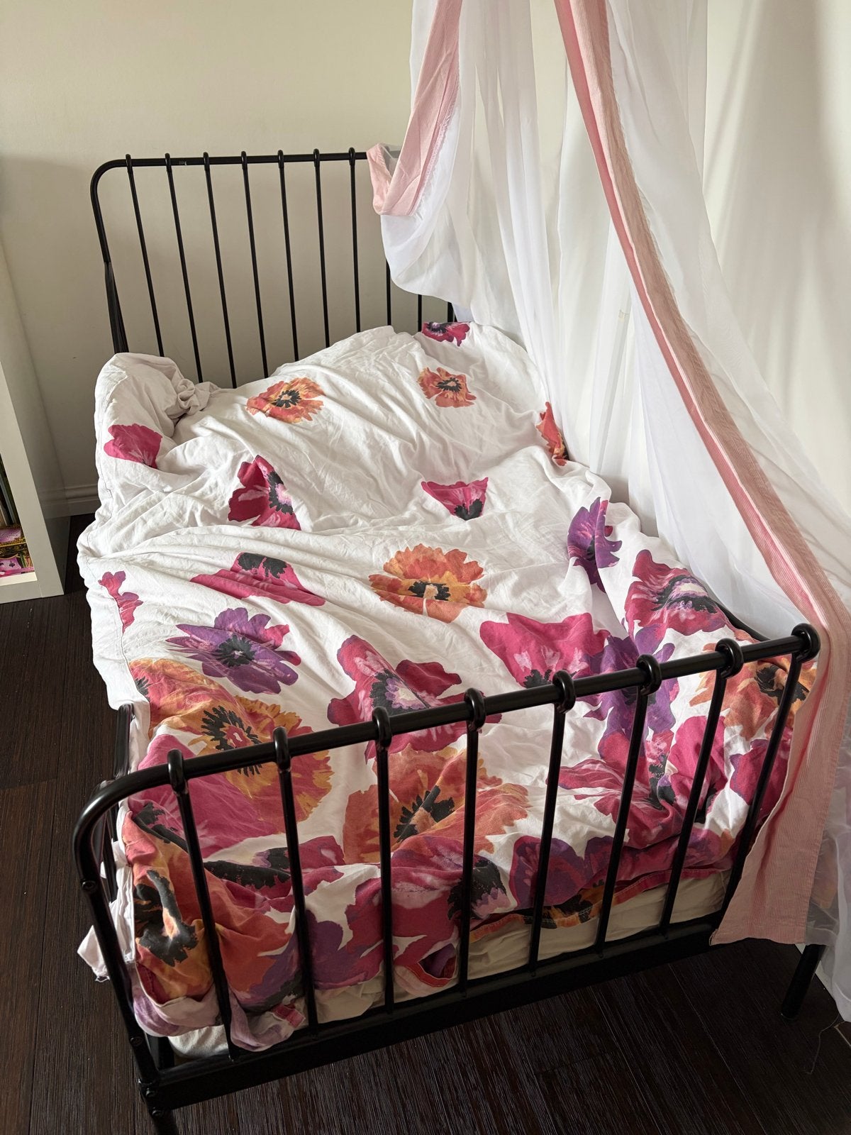 Ikea MINNEN kinderbed incl matras verstelbaar, Ophalen, 90 cm, Eenpersoons, Zwart