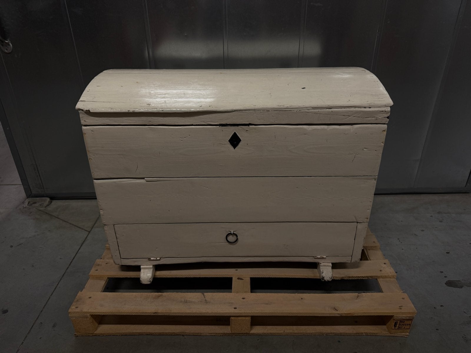 Antieke houten timmermans kist- Crèmewit, Antiek en Kunst, Ophalen of Verzenden