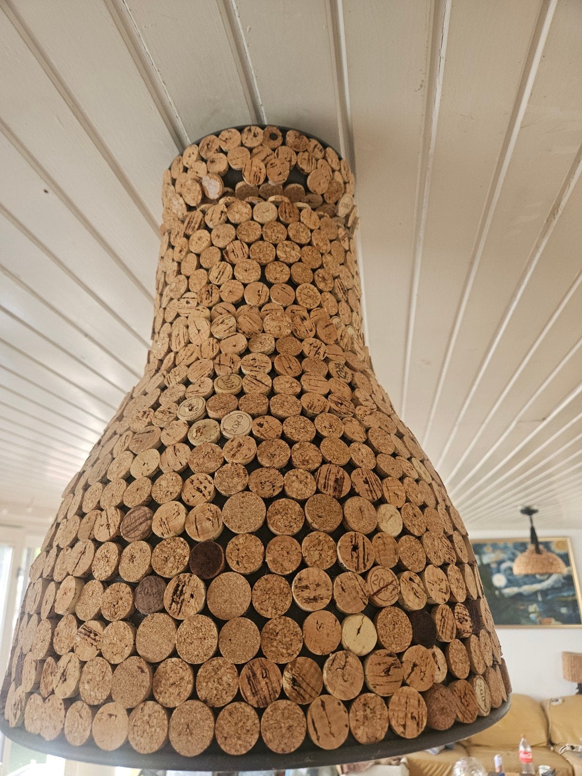 Unieke Industriële Lamp met Upcycled Kurk Design, Industrieel, Handgemaakt, Upcycled, Zo goed als nieuw, Natuurlijk materiaal