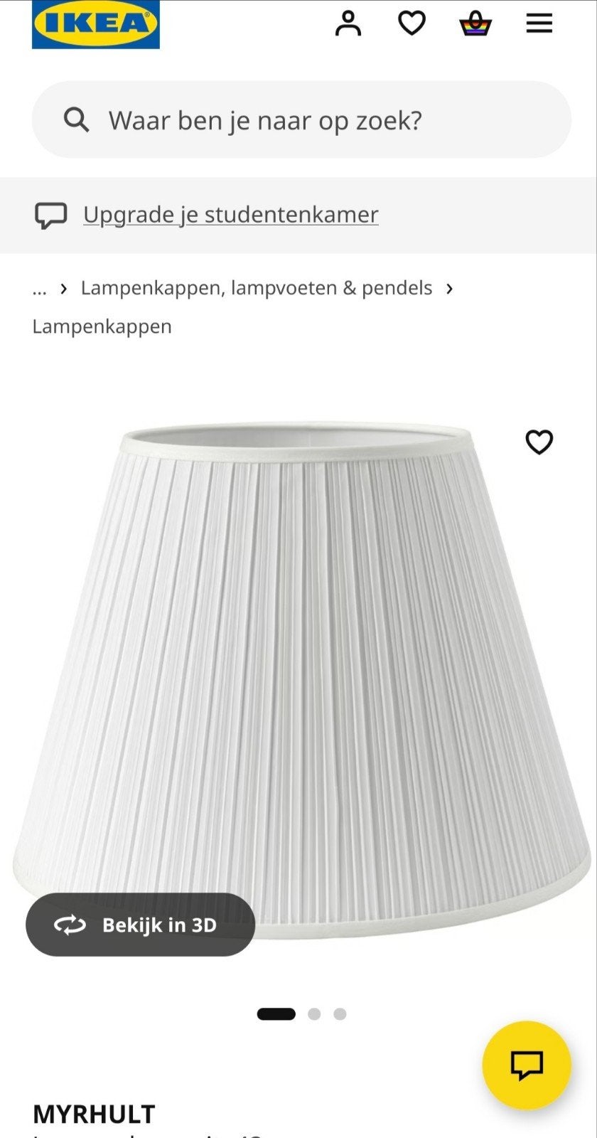 Ikea Myrhult Lampenkap 19cm wit, Ophalen, Nieuw, Wit, Rond