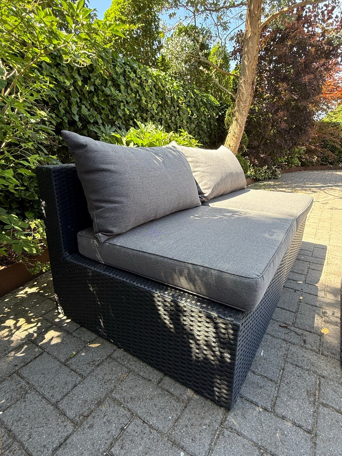 Loungeset met Salontafel, Tuin en Terras, Tuinsets en Loungesets, Gebruikt, Loungeset, Wicker, Bank