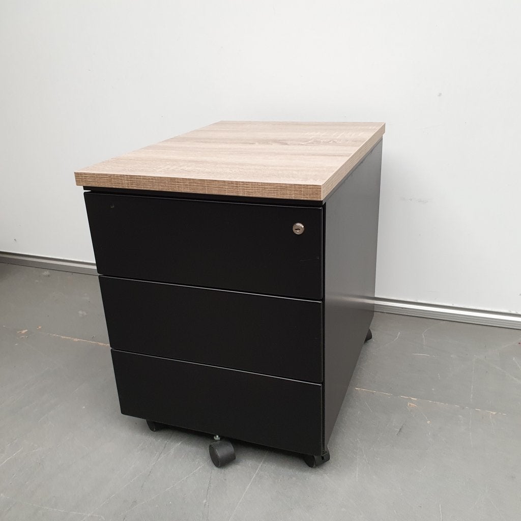 Markant metalen ladekast NIEUW topblad midden eiken - 57x43, Niet ingevuld, Gebruikt, Niet ingevuld, Niet ingevuld