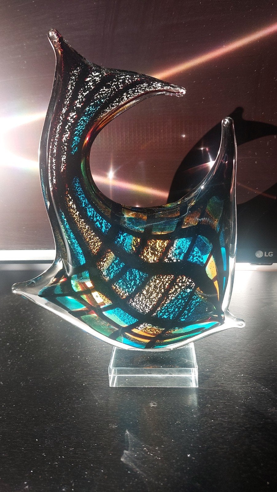 Murano Stijl Glaskunst Vis – Handgeblazen Sculptuur (26 cm), Antiek en Kunst, Ophalen of Verzenden