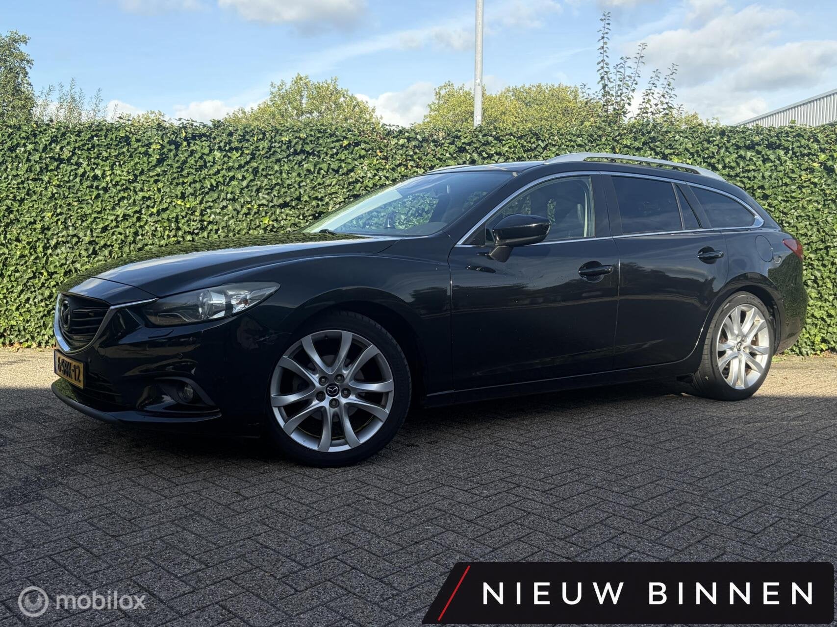 Mazda 6 Sportbreak 2.2D HP GT-M AUTOMAAT / LEDER / NAVI / CL, Auto's, Euro 5, 730 kg, Gebruikt, Zwart