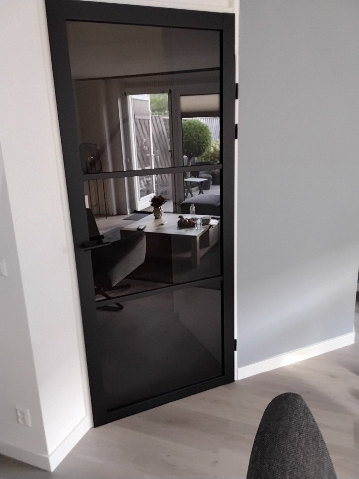 Staal look Svedex NDB900 Nova opdekdeur zwart rookglas 2115, Ophalen, 80 tot 100 cm, 215 cm of meer, Binnendeur