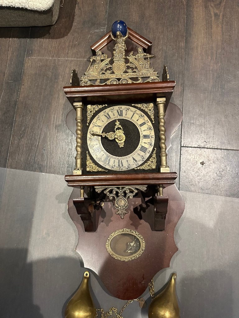 Authentieke Zaanse Klok – Vintage Wandklok met Gewichten, Antiek en Kunst, Ophalen