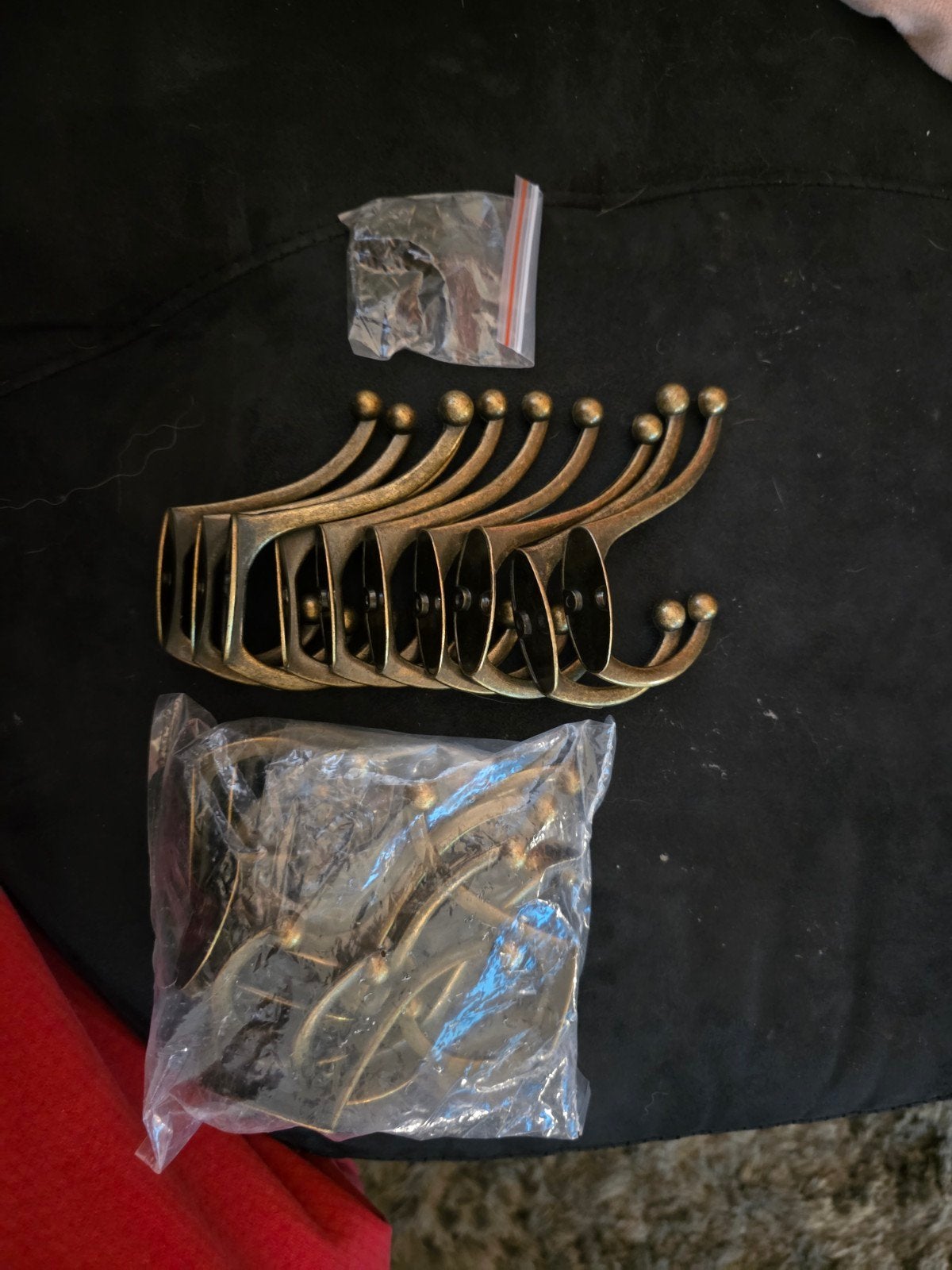 Set van 20 Antiek Brons Kapstokhaken Wandhaken incl.schroeve, Nieuw, Minder dan 100 cm, Metaal, Ophalen