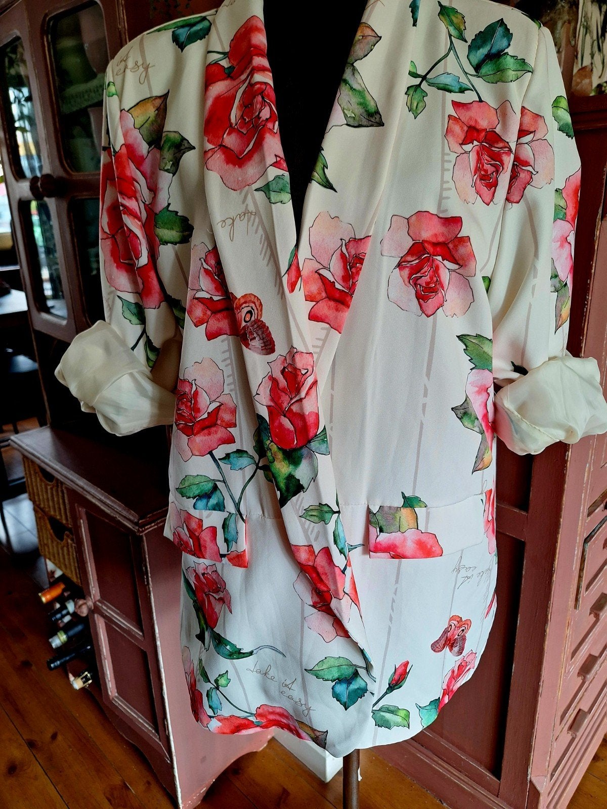 Blazer jasje maat m l xl xxl bloemen creme, Ophalen of Verzenden, Zo goed als nieuw, Maat 42/44 (L), Overige kleuren