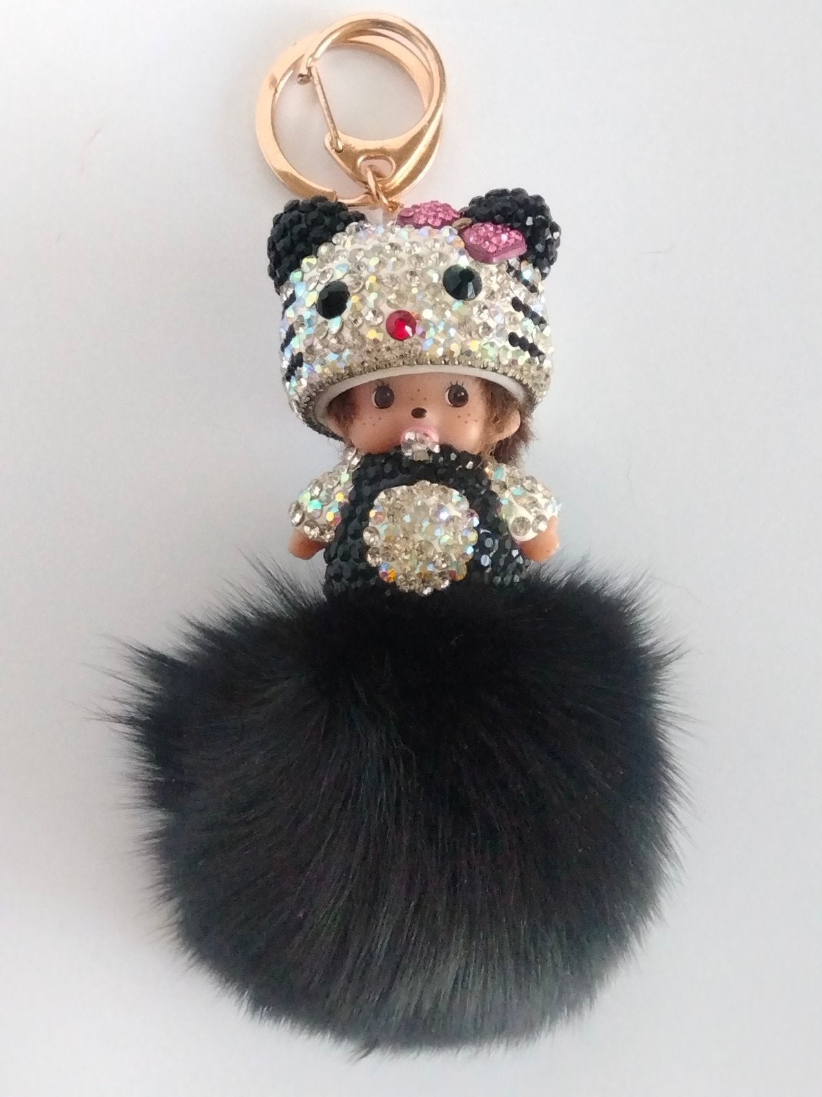 Mon Chi Chi. Sleutelhanger met strass en  pompon - 13 cm, Ophalen of Verzenden, Zo goed als nieuw