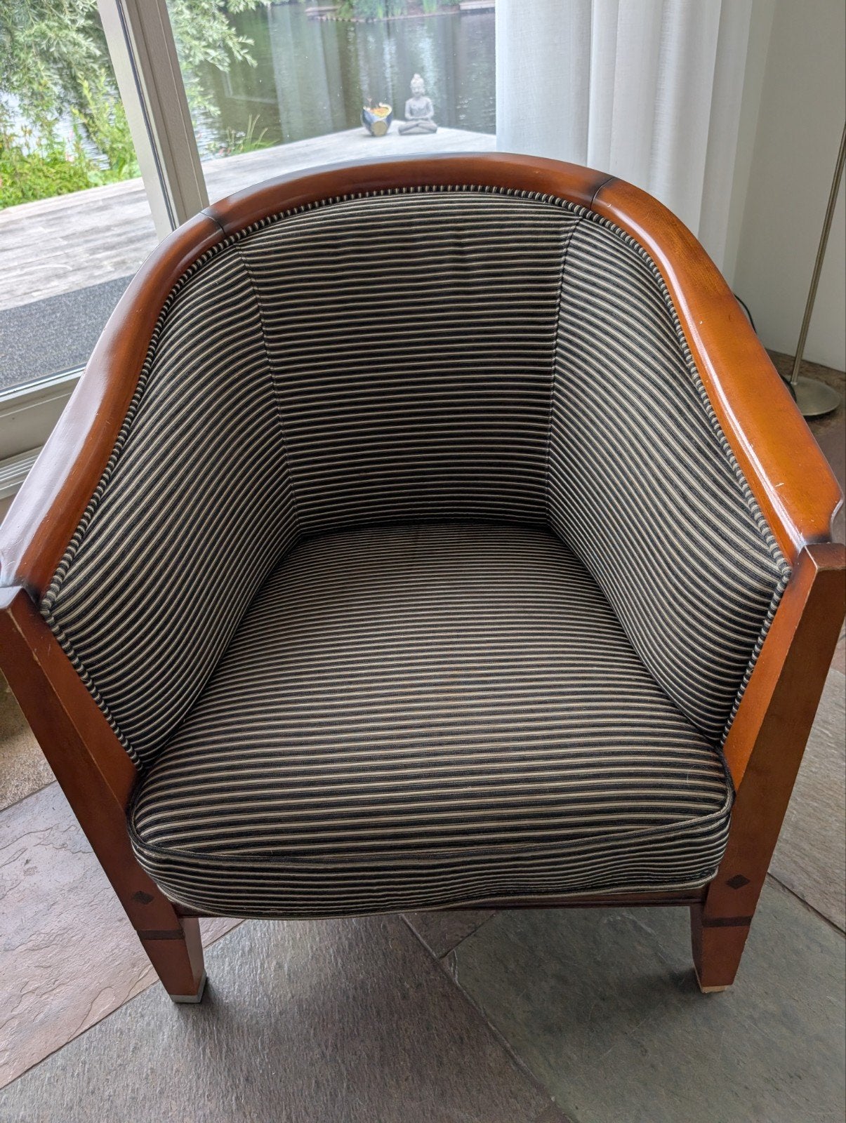 2 klassieke kuipstoeltjes in fluweelachtige stof, Huis en Inrichting, Stoelen, Ophalen