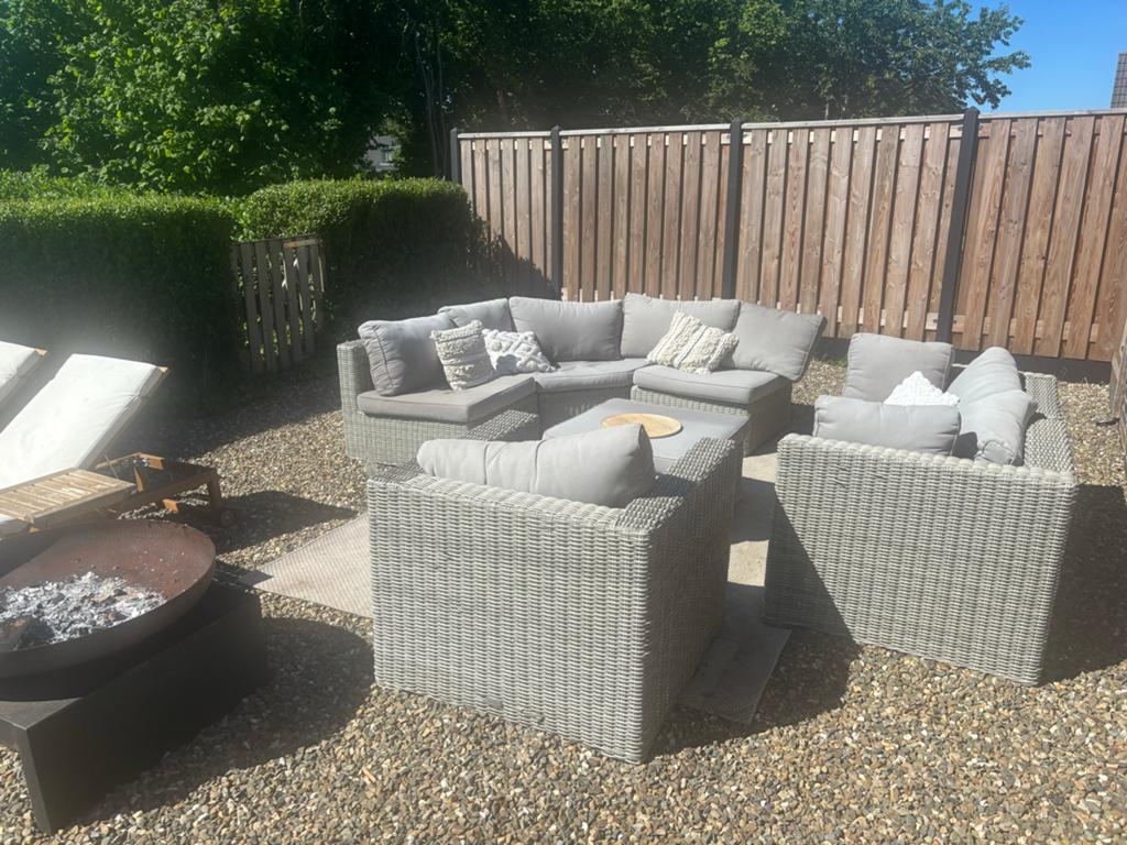 Bellagio Loungeset en Tuinset - Wicker en Teakhout, Ophalen, Gebruikt, Meer dan 8 zitplaatsen, Loungeset