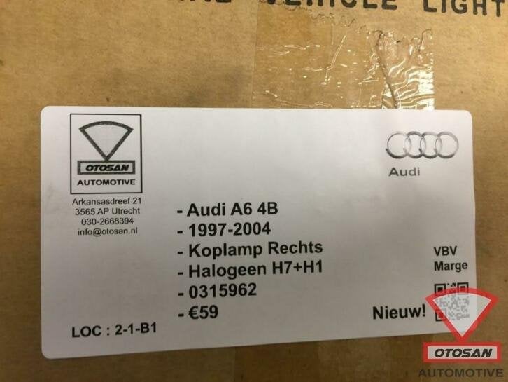 audi a6 4b 1997 2004 koplamp rechts h7 h1 halogeen nieuw! 03, AUDI AG, Kundenbetreuung@audi.de, Nieuw, Auto-Union-Strasse 1
85045  Ingolstadt, DE