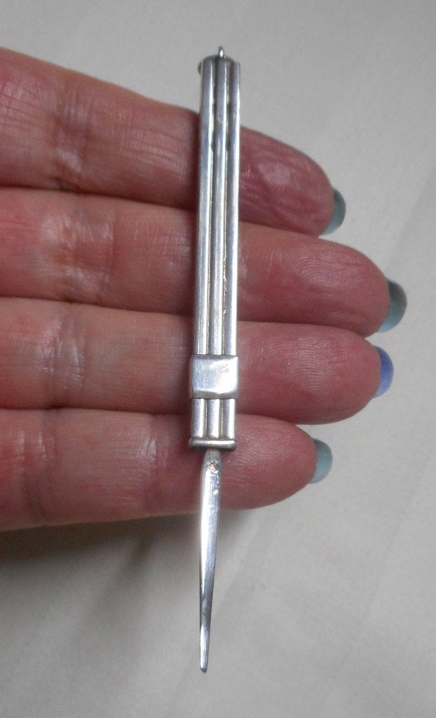 Antiek zilveren uitschuifbare tandenstoker nr.1389, Verzenden, Zilver