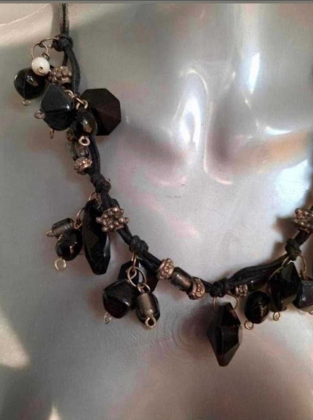 Manouk - koordketting met stenen kralen. 3=2 aktie, Met hanger, Overige materialen, Verzenden, Zwart