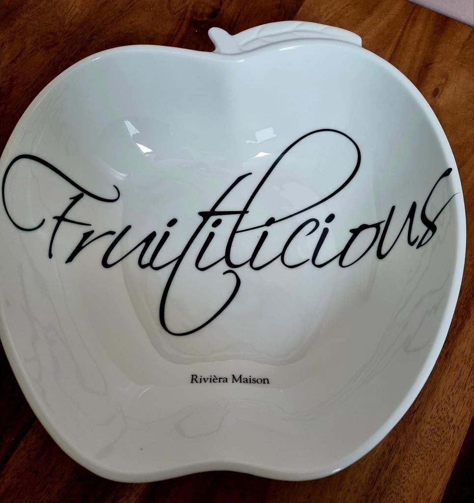 Riviera Maison Fruitschaal 'Fruitilicious' - ZGAN, Porselein of Keramiek, Schaal, Ophalen of Verzenden, Zo goed als nieuw
