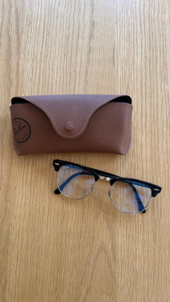 Ray-Ban Clubmaster RB3016 – Excellent (Clear/Tinted Lenses), Ophalen, Zo goed als nieuw, Zwart, Ray-Ban