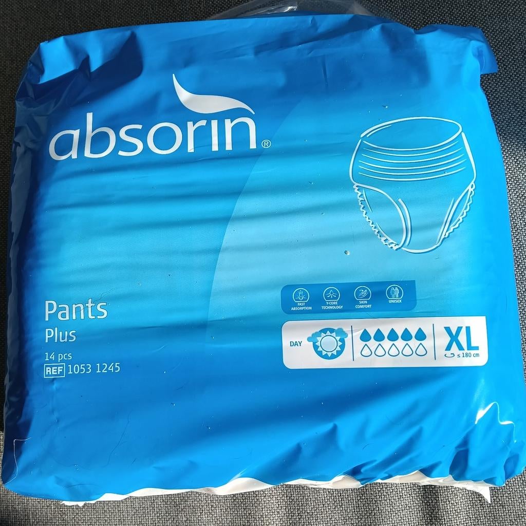 6 pakken Absorin incontinentie luier
broekjes maat XL, Ophalen