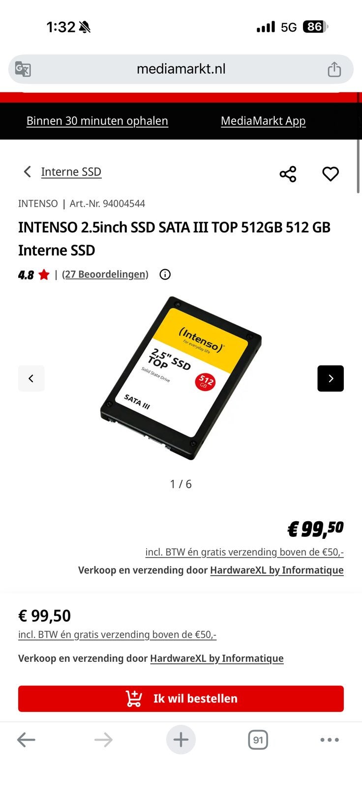 Titel: Intenso 512GB SSD 2.5 inch SATA III – Gloednieuw, Ophalen of Verzenden, Zo goed als nieuw, Fotocamera