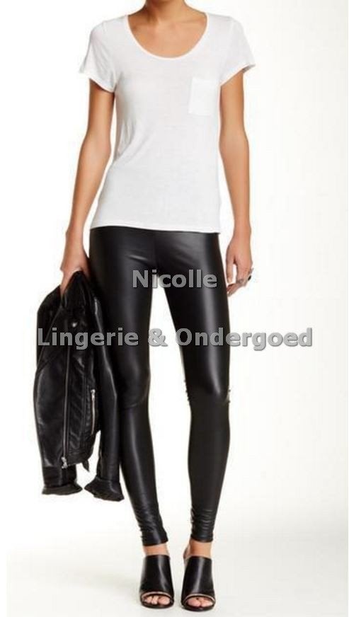 Zwarte Leather Look Glans Legging maat S/M en L/XL (296), Legging, Zwart, Nieuw, Ophalen of Verzenden