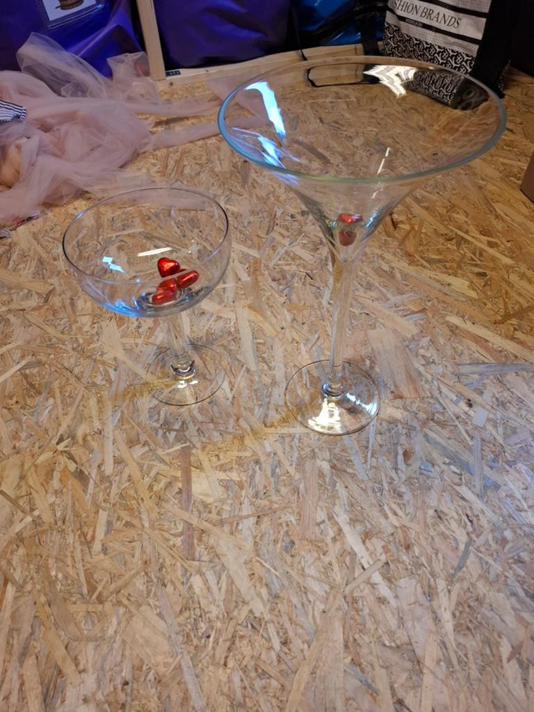 Candybar glazen met 5 hartjes snoepknijpers, Schaal, Rond, Ophalen of Verzenden, Glas