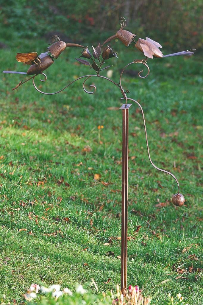 Mooie grote Tuinsteker, windspel, pendel met twee Vogels, Ophalen of Verzenden, Nieuw