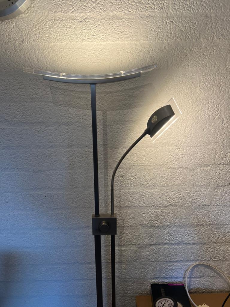 Staande lamp met leeslamp, Huis en Inrichting, Lampen | Vloerlampen, Ophalen, Zo goed als nieuw, 150 tot 200 cm