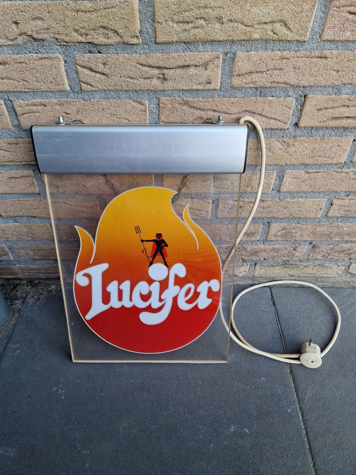 Vintage Lucifer aansteker reclame lichtbak, Ophalen