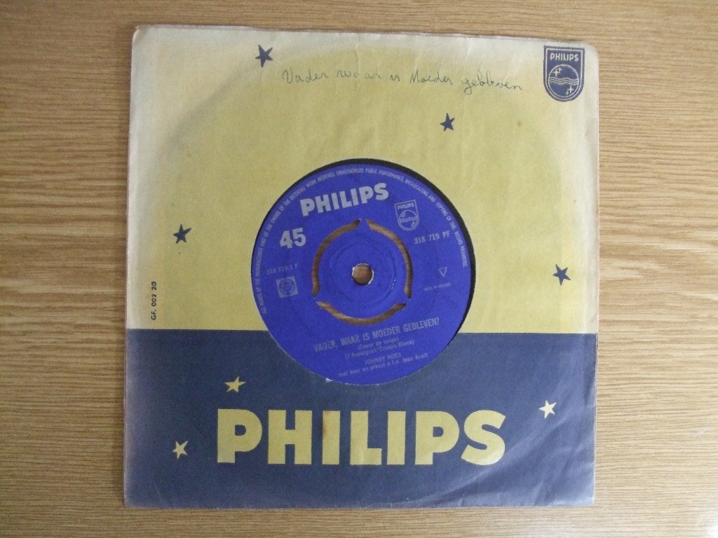 JOHNNY HOES    VADER, WAAR IS MOEDER GEBLEVEN? / MEDERS MOOI, Cd's en Dvd's, Vinyl Singles, 7 inch, Ophalen of Verzenden, Zo goed als nieuw