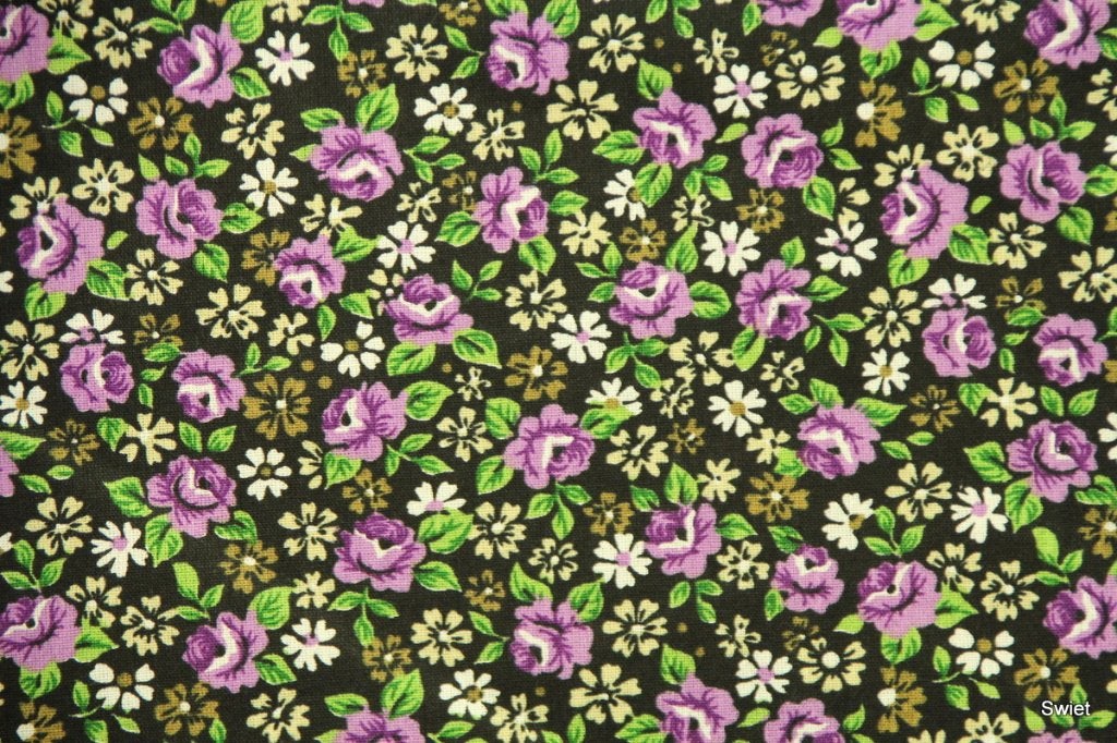 11025 Katoenen bloemetjesstof kleine paarse bloemen swiet, Overige kleuren, Verzenden, 120 cm of meer, Katoen