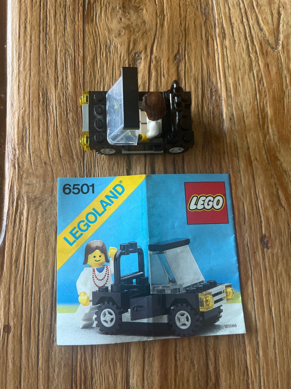 Lego Legoland 6501 Sportwagen met minifiguur en instructies, Gebruikt, Lego, Ophalen of Verzenden, Compleet