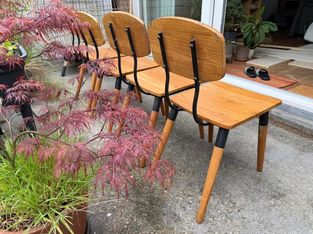 Mango houten eetkamer stoelen, 4 x, Huis en Inrichting, Stoelen, Ophalen, Zwart, Zo goed als nieuw, Vier