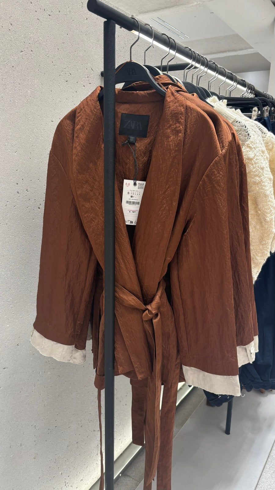 ZARA kimono bruin jacquard overslag jasje vest M, Verzenden, Nieuw, Maat 38/40 (M), Bruin