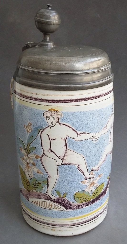 Omstreeks 1725 - 1775 GROTE Faience Bierpint Pint Walzenkrug, Ophalen of Verzenden
