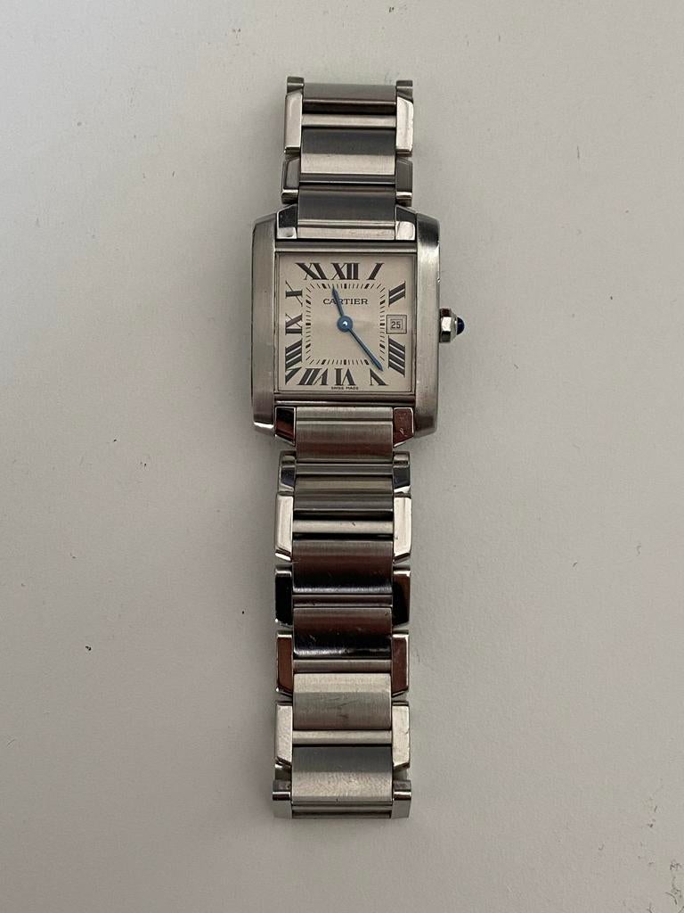 Cartier Tank Française - 2465 + doos & link, Sieraden, Tassen en Uiterlijk, Horloges | Heren, Gebruikt, Polshorloge, Overige merken