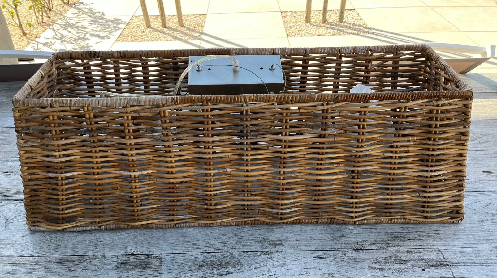 Rotan hanglamp 2 lichtpunten, Huis en Inrichting, Woonaccessoires | Schalen en Manden, Ophalen, Gebruikt, Rond, Riet