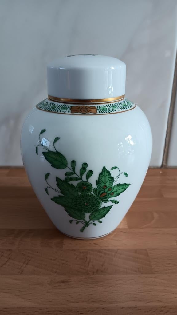 Herend Apponyi Groen Gemberpotje - 13 cm hoog, Antiek en Kunst, Antiek | Vazen, Ophalen of Verzenden