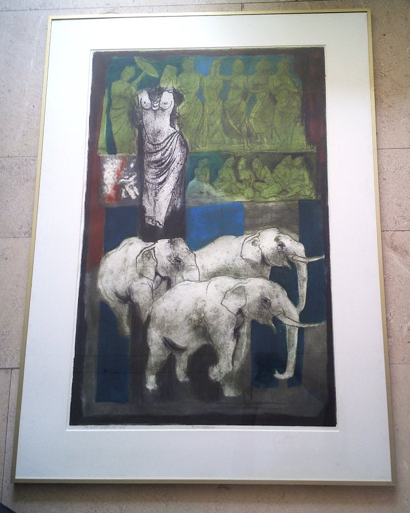 Litho : Witte olifanten e.a. 1990 - Ru van Rossem 1924-2007, Antiek en Kunst, Kunst | Litho's en Zeefdrukken, Lithografie, Genummerd