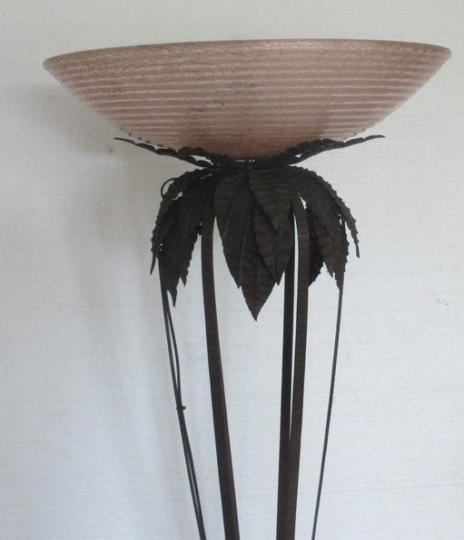 art deco smeedijzeren vloerlamp Daum, Murano coup, Antiek en Kunst, Ophalen