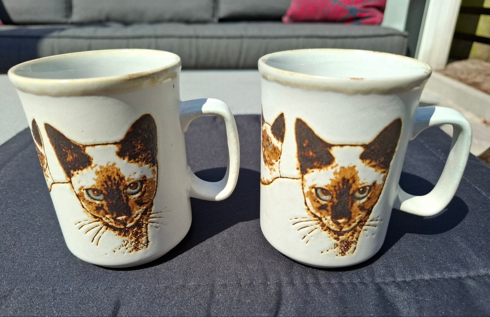 Vintage bekers met Siamese katten, Ophalen of Verzenden, Zo goed als nieuw, Overige stijlen, Kop(pen) en/of Schotel(s)