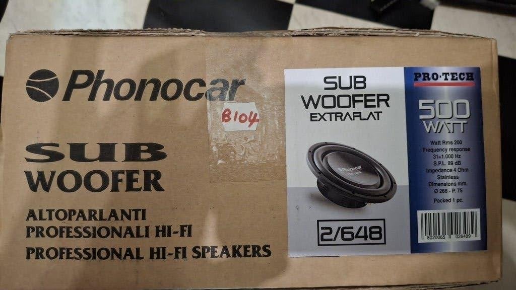 Phonocar 10 inch 25cm platte subwoofer 500Watt Max, Auto diversen, Phonocar, Via F.lli Cervi, 167/c 42124 Reggio Emilia (Italië)