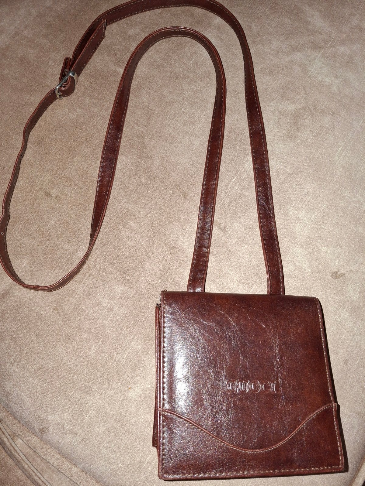 Vintage Gucci schoudertasje van bruin leer, Sieraden, Tassen en Uiterlijk, Overige merken, Gebruikt, Bruin, Ophalen of Verzenden