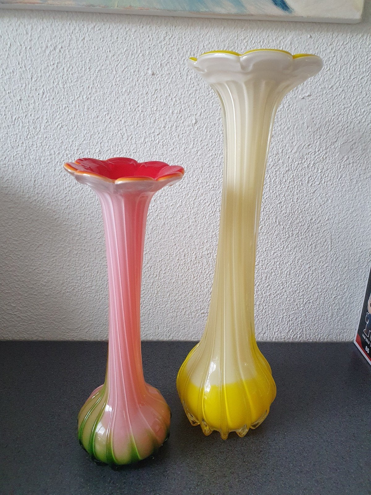 2 Mondgeblazen Murano Tulpvaas, Bloemen Vazen, Ophalen of Verzenden, Nieuw